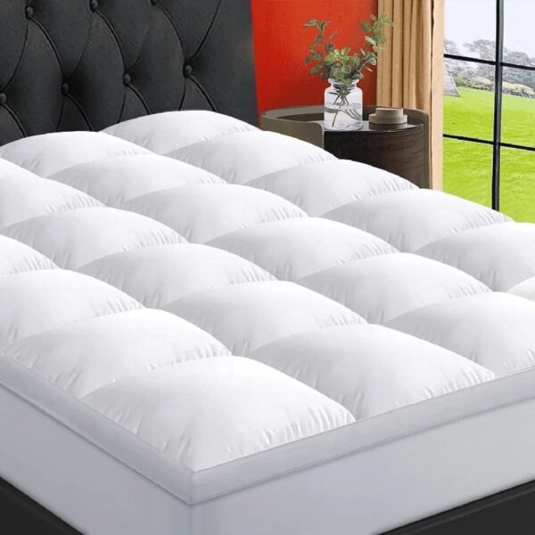 100% 400TC Mattress Topper Queen for Back Pain, Extra Thick Cooling Mattress Pad, Mattress Protector Pillow Top Mattress Cover with 8-21