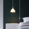 Plug in Pendant Light, Hanging Light with 15Ft Clear Cord, On/Off Switch, Frosted Plastic White Shade, Hanging Ceiling Light for Living Room, Bedroom, Dining Hall, Pack of 2