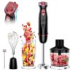Immersion Hand Blender,5-in-1 1100W Multi-Function Handheld Stick Blender with 24-Speed, Stainless Steel Blades, Chopper, Beaker, 600ml, New Mixer Milk Frother for Baby Food/Smoothies/Puree