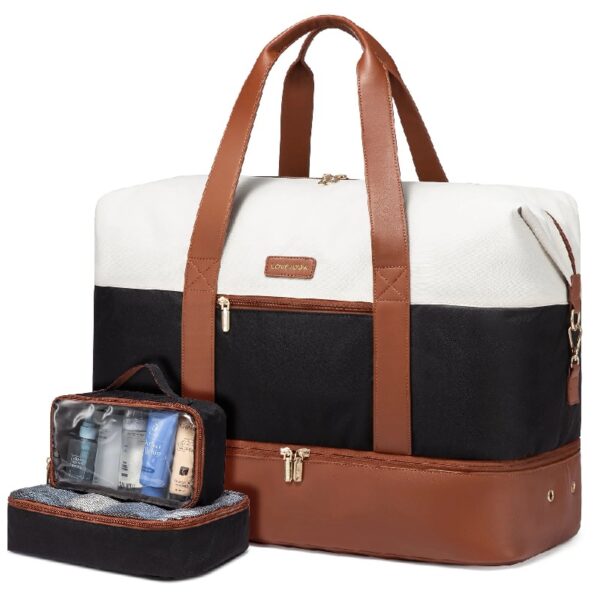 Travel Duffel Bag for Women, Large Weekender Overnight Bag, Carry-on Gym Bag with Separate Shoes Compartment, Mom Hospital Bags for Labor and Delivery with 2 Packing Cubes