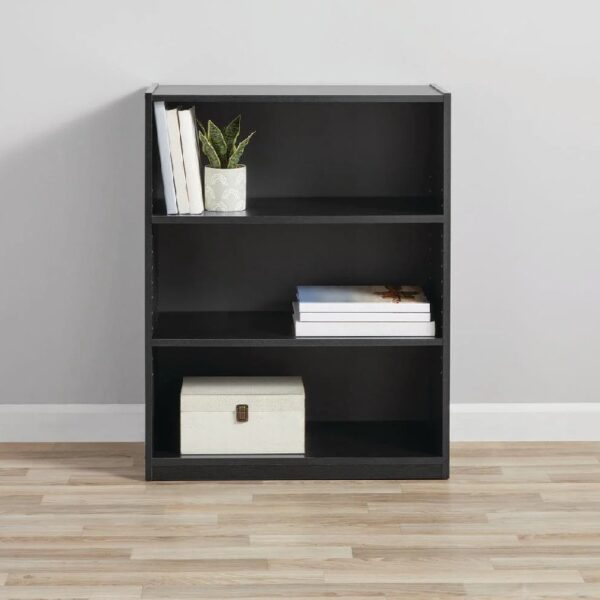 3-Shelf Bookcase with Adjustable Shelves, White
