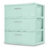 Storage Drawer, 3 Drawer Plastic Weave Wide Tower with Pull Handles, Brown