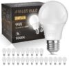 A19 LED Light Bulbs, 60W Equivalent,5000K Daylight, 9W 800 Lumens,E26 Standard Base,UL Listed,Lighting for Bedroom Living Room Home Office,24 Pack