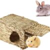 Tfwadmx Rabbit Grass House, Extra Large - Natural Hand Woven Seagrass Play Hay Bed, Hideaway Hut Toy for Bunny Hamster Guinea Pig Chinchilla Ferret