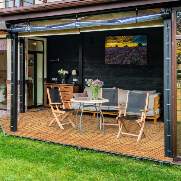 10PCS Interlocking Deck Tiles Plastic Waterproof Outdoor Flooring 12
