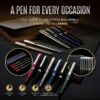 Scriveiner Stainless Steel Rollerball Pen - Stunning Luxury Metal Pen with Silver Chrome Finish, Schmidt Ink Refill, Best Roller Ball Pen Gift Set for Men & Women