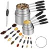 17 Pieces Measuring Cups and Magnetic Measuring Spoons Set Stainless Steel, 8 Measure Cups with Silicone Handle and 8 Double Sided Magnetic Measure Spoons & 1 Leveler