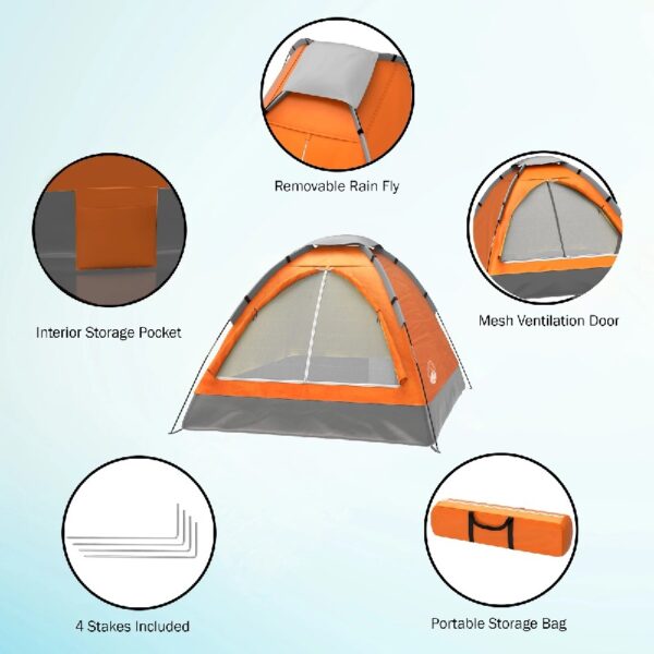 2-Person Dome Tent- Rain Fly & Carry Bag- Easy Set Up-Great for Camping Backpacking Hiking & Outdoor Music Festivals by Wakeman Outdoors (Orange)
