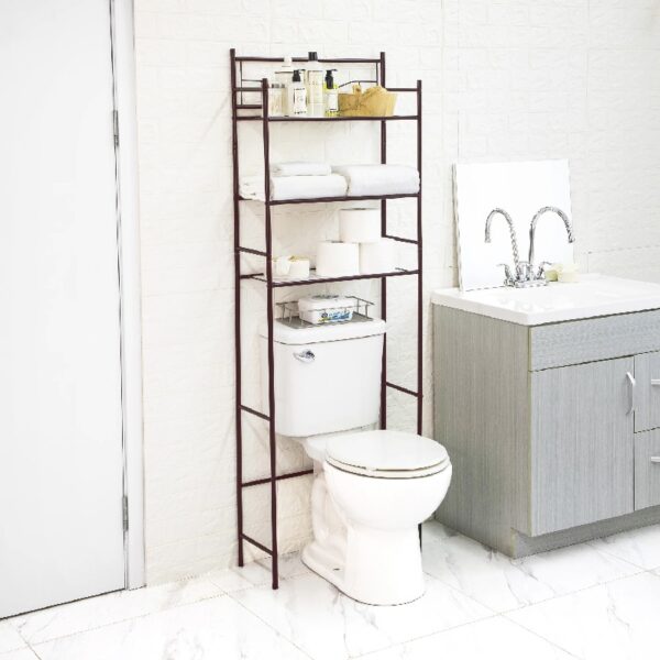 3-Shelf over the Toilet Steel Wall Mount Storage Shelf Unit, Black, Holds up to 30 lb Capacity