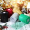 CUITING Glitter Tulle Fabric 6 Inch By 100 Yards Tulle Fabric Rolls Tulle Ribbon Glitter Tulle Sequin Tulle Spool For DIY Crafts Tutu Skirt Gift Wrapping Wedding Birthday Decoration (Red)