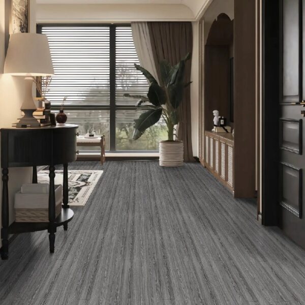 23.6-in x 196.8-in Vinyl Flooring Gark Gray Peel and Stick Roll Self Adhesive Vinyl Floor Wood Plank Flooring Wood Grain Floor