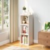 Tall Narrow Bookshelf, 3-Tier Cube Display Rack, Modern Corner Bookshelf with Storage Space, Storage Cabinet for Home Office (White 1 Pack)