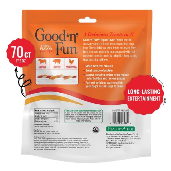 c194812e1581409b92d4b32b017ed80e Triple Flavor Twists, Rawhide Chews for All Dogs, 70 Count