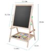 Brrnoo Adjustable Height Double Sided Kids Art Easel Wooden Standing Easel, Dry Erase Board and Chalkboard