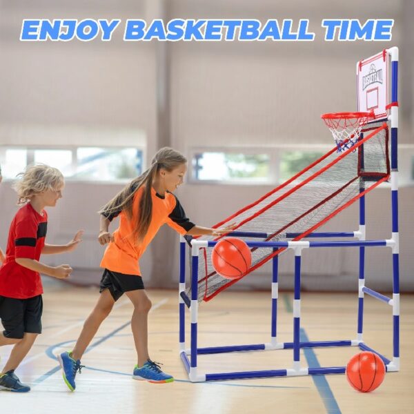 Kids Arcade Basketball Game, Indoor/Outdoor Basketball Hoop With 4 Balls, Basketball Game Toys Gifts for Boys and Girls (Blue)