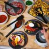 6-Piece Silicone Kitchen Utensil Tool Set with Rotating Rack by Drew Barrymore, Porcini Taupe