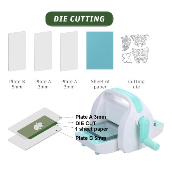 WRVCSS Portable Manual Mini Die Cutting & Embossing Machine for Arts & Crafts, Scrapbooking & Cardmaking,3