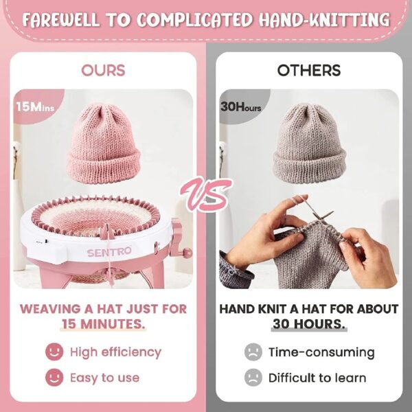 Knitting Machines 48 Needles,Smart Knitting Crochet Machine, Knitting Crochet Machine with Row Counter,Weaving Loom Machine Kit for Adults,DIY Board Rotating Double Knit Kit