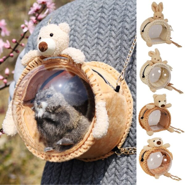Anvazise Pet Carrier Bag Breathable Cute Doll Decor Portable Small Animals Hamster Chinchilla Travel Shoulder Bag for Outdoor