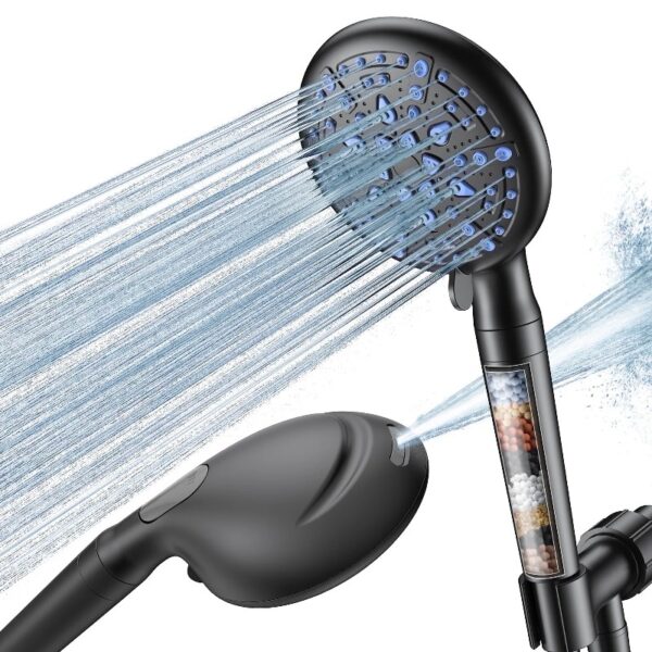 9 Setting Handheld Shower Head,High Pressure Shower Head with Filter,Silver