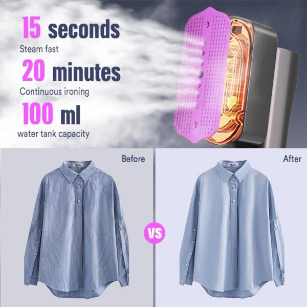 Steamer for Clothes, Portable Travel Steamer & Iron 2 in 1, 3 Adjustable Steam Levels