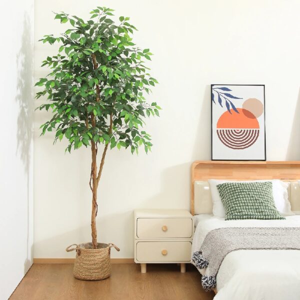 DR.Planzen 5 feet Artificial Ficus Tree, Tall Lifelike Greenery with Natural Wood Trunk for Living Room, office floor and corner decor
