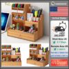 Wooden Pen Pencil Storage Holder Organizer Office Study Desk Tidy Caserack Shelf