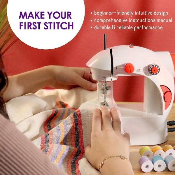 Virtu 122 PC Mini Portable Sewing Machine for Beginner Kids and Adults, Ballet Pink