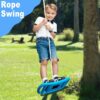 3-in-1 Kids Rope Swing with Monkey Bars - Outdoor Playground Swing Set for Backyard, Blue