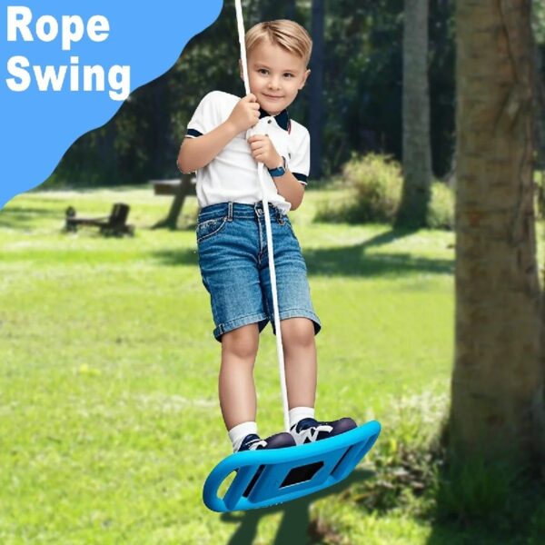 3-in-1 Kids Rope Swing with Monkey Bars - Outdoor Playground Swing Set for Backyard, Blue