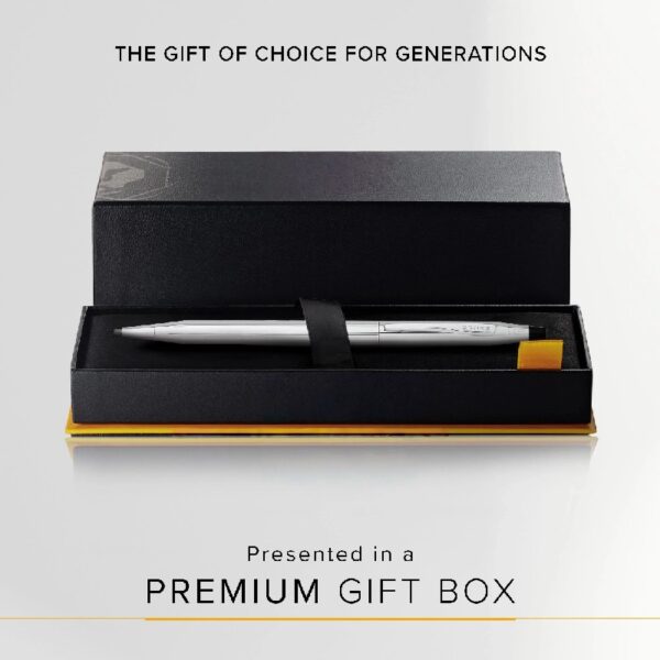 Cross Classic Century Refillable Ballpoint Pen Presented in a Luxury Gift Box - Medium Point, Black Ink, Lustrous Chrome