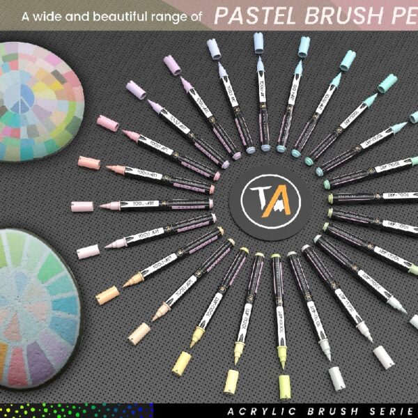 24 Flexible Brush Tip Acrylic Paint Pens Markers Set 1-7mm(PASTEL)