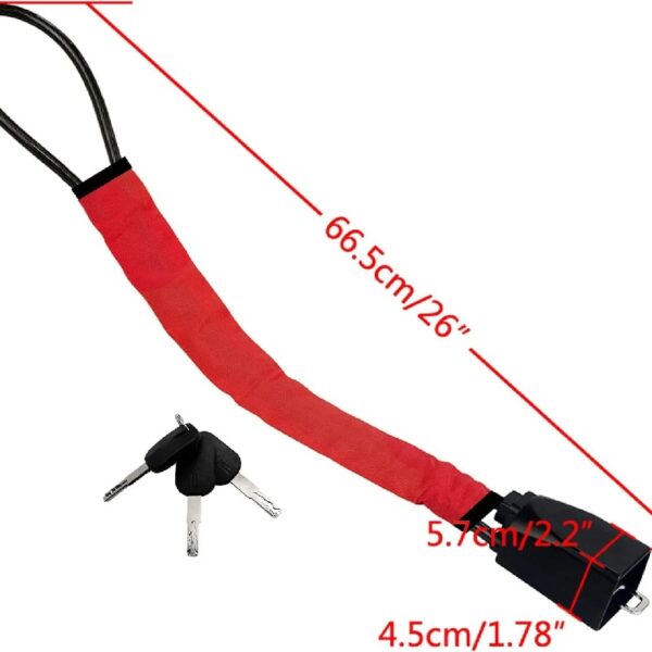 Car Steering Wheel Lock, Seat Belt Lock, Anti-Theft Device, Max 17 Inch Length, Small and Light-Weight, Multi-Functional, Fit Most Vehicle, SUV, Golf Cart Security (Red)