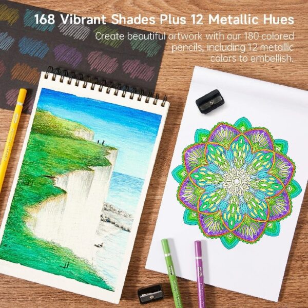 180 Colored Pencils, Shuttle Art Soft Core Coloring Pencils Set with 4 Sharpeners, Professional Color Pencils for Artists Kids Adults Coloring Sketching and Drawing