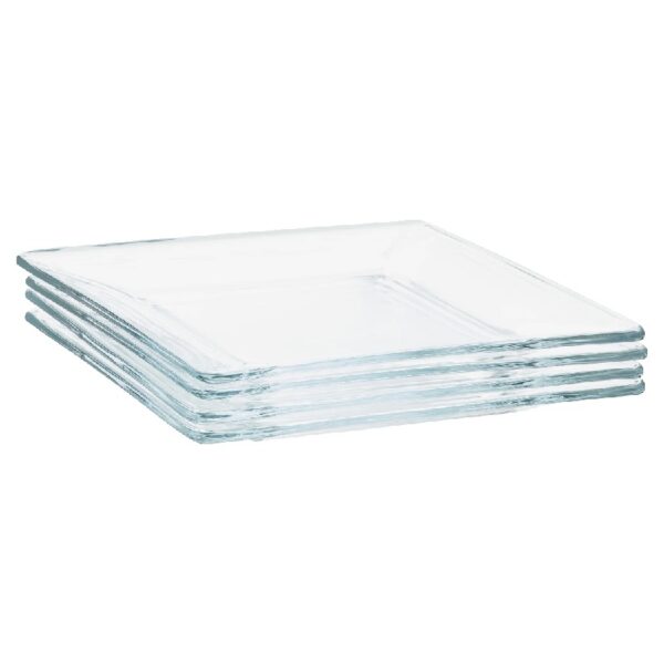 12-Piece Square Clear Glass Dinnerware Set
