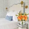 Artificial Flowers Tiger Lily with Vase Gradient Orange Lilies Silk Faux Flowers Arrangements in Glass Vase with Faux Water Fake Floral Bulk Bouquet for Home Decor Office Table Centerpiece Decoration