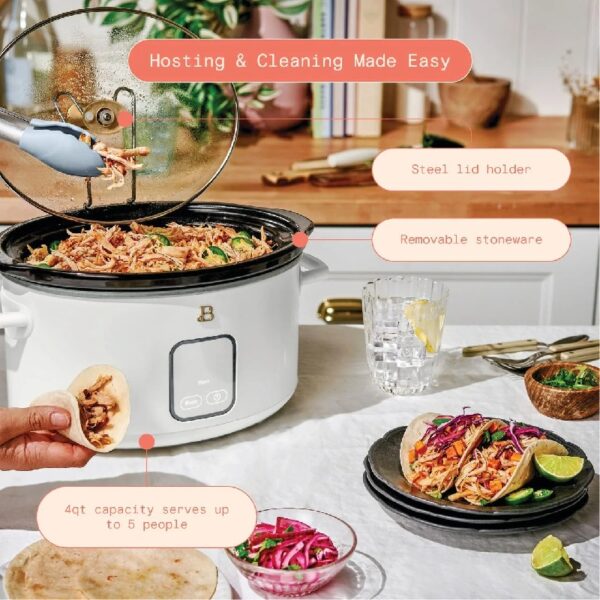 4Qt Slow Cooker with Touch-Activated Display, White Icing by Drew Barrymore