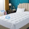 Queen Size Mattress Topper,400TC 100%Cotton Cooling Mattress Pad Cover Extra Thick Alternative Fill Pillow Top Cooling Bed Topper and Hotel Mattress Protector