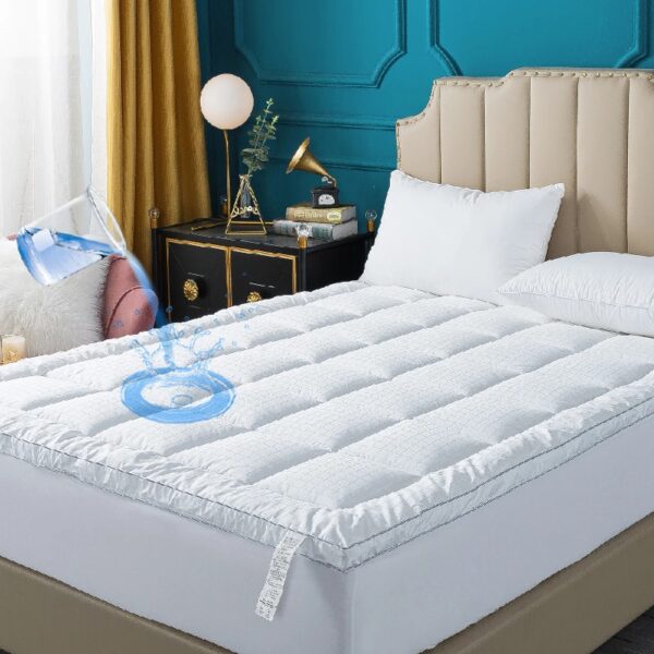 Queen Size Mattress Topper,400TC 100%Cotton Cooling Mattress Pad Cover Extra Thick Alternative Fill Pillow Top Cooling Bed Topper and Hotel Mattress Protector