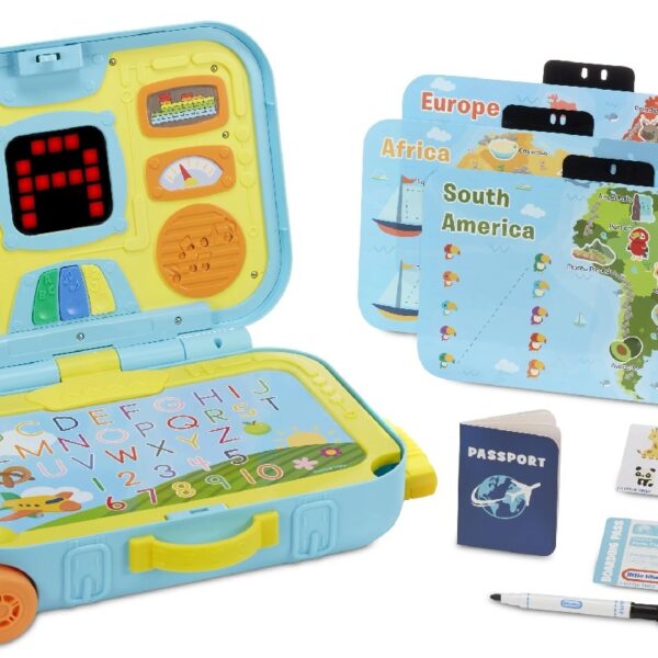 Little Tikes Learning Activity Suitcase Roll and Go Interactive LCD Screen with Music Songs Sounds Travel Phrases to Develop Letters Numbers Shapes and Roleplay for Children Kids Boys Girls Ages 3+