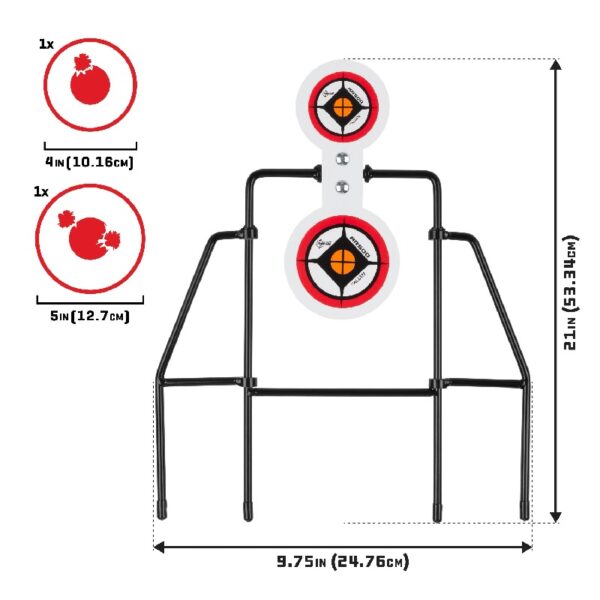 AR500 Spinner Target, Large Frame, White, Steel, Shooting Practice Targets, 4