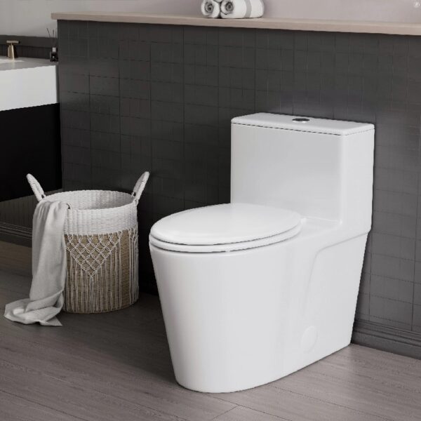 Elongated Wood Toilet Seat in White, Oval Wooden Toilet Seat, Adjustable & Easy to Clean