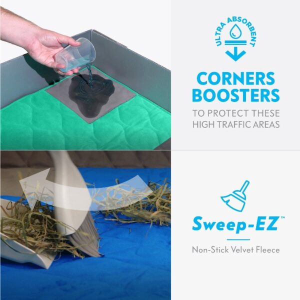 Paw Inspired PopCorner Guinea Pig Fleece Cage Liners for Midwest and C&C | Fleece Bedding for Guinea Pigs, Ferrets, Rabbits, Hamsters, Small Animals | Reinforced Corners Pee Pads (C&C 2x3, Green)