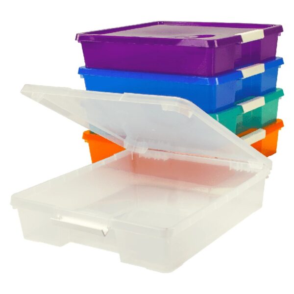 Storex 12x12 Stack & Store Box, Assorted Colors, Case of 5