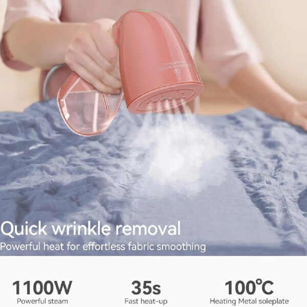 Steamer for Clothes, 1100W Garment Steamer, Fast Wrinkle Removal with Large 300ml Water Tank, Compact and Portable Travel Steam (white)