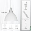 Plug in Pendant Light, Hanging Light with 15Ft Clear Cord, On/Off Switch, Frosted Plastic White Shade, Hanging Ceiling Light for Living Room, Bedroom, Dining Hall, Pack of 2