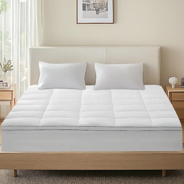 Extra Thick Queen Mattress Topper, Cooling Mattress Pad Cover, Mattress Protector with 8-21 Inch Deep Pocket,White