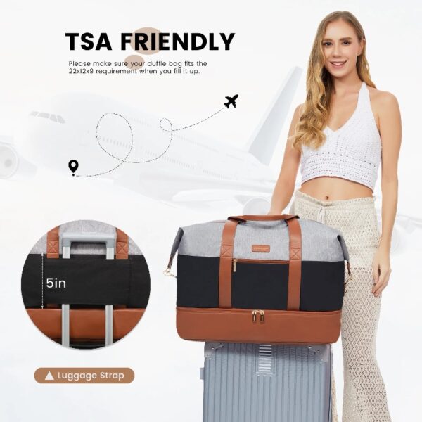 Travel Duffel Bag for Women, Large Weekender Overnight Bag, Carry-on Gym Bag with Separate Shoes Compartment, Mom Hospital Bags for Labor and Delivery with 2 Packing Cubes