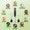 Immersion Hand Blender,5-in-1 1100W Multi-Function Handheld Stick Blender with 24-Speed, Stainless Steel Blades, Chopper, Beaker, 600ml, New Mixer Milk Frother for Baby Food/Smoothies/Puree