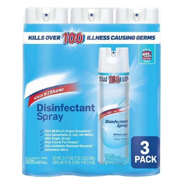 Disinfectant Spray Crisp Linen Scent 19 Ounce (3 Pack)